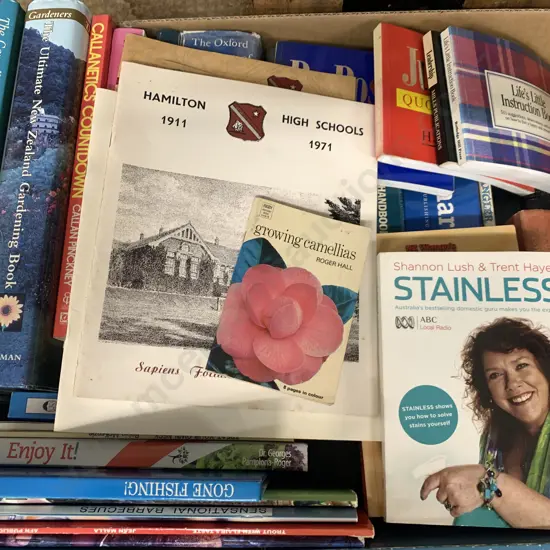 Box Lot Of Vintage Books Including Hamilton Girls High, Gardening Etc