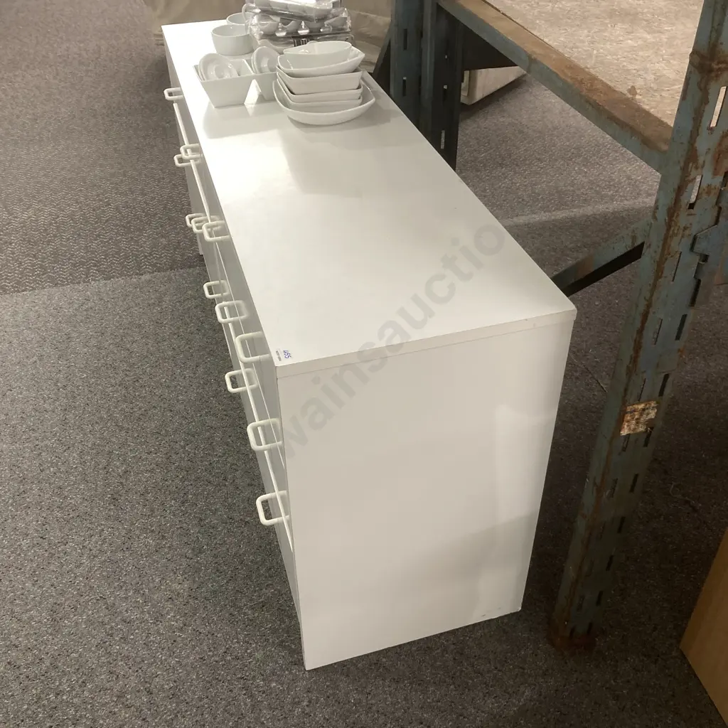 White 6 Drawer Lowboy, H74 W160.5 D44cm Image 1++