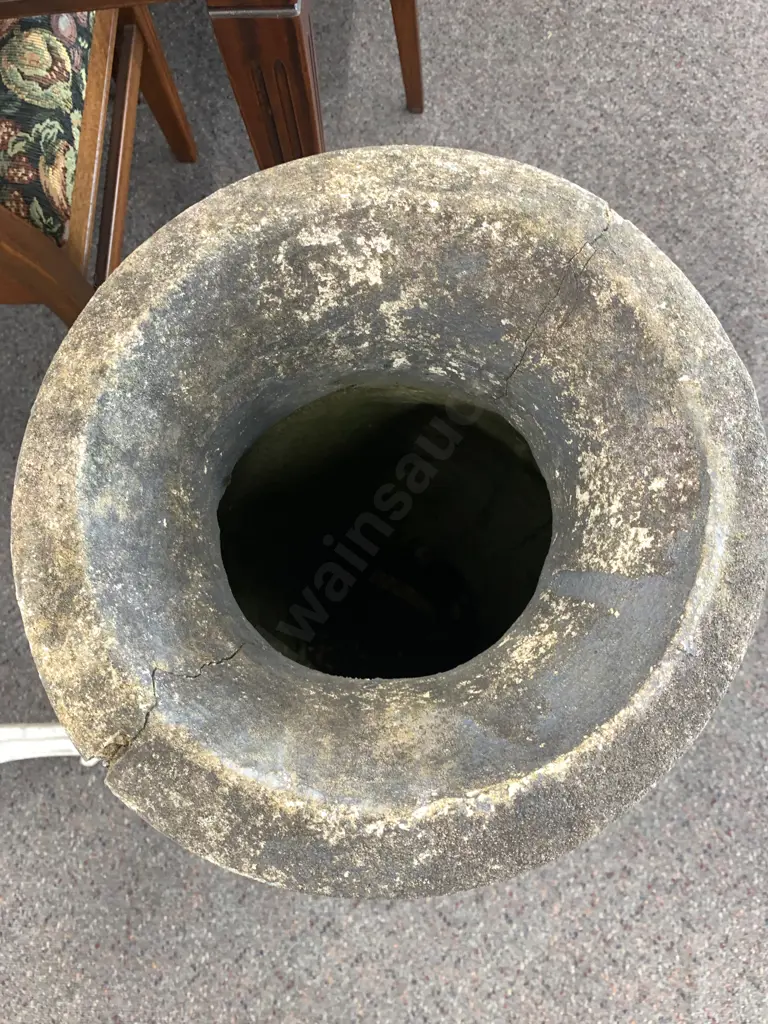 Concrete Garden Urn With A Raised Vine Detail, 78 x 38cm, Vintage Condition Image 1++
