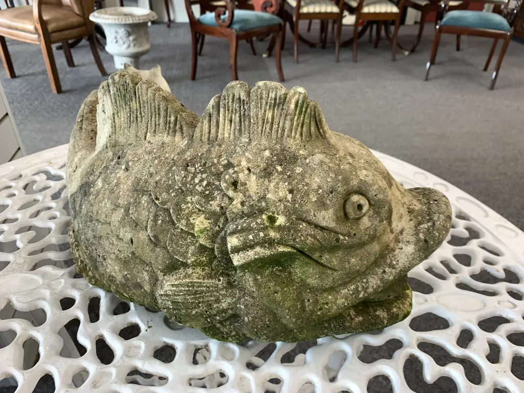Vintage Ornamental Concrete Fish, 24 x 45cm Image 1++