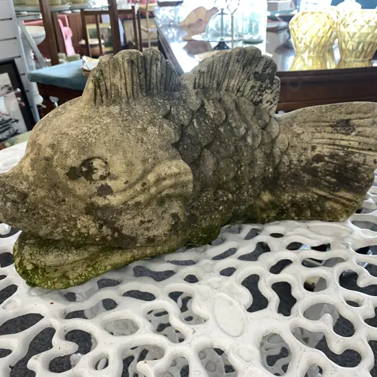 Vintage Ornamental Concrete Fish, 24 x 45cm
