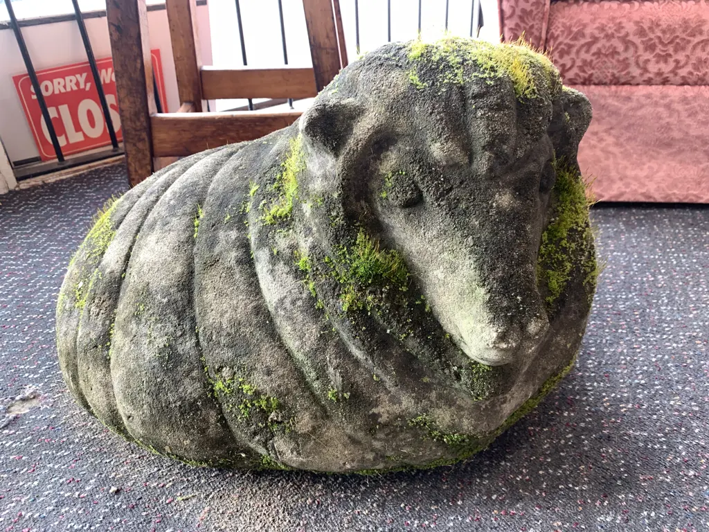 Cast Concrete SHEEP Garden Sculpture, H45 W60 D48cm Image 1++