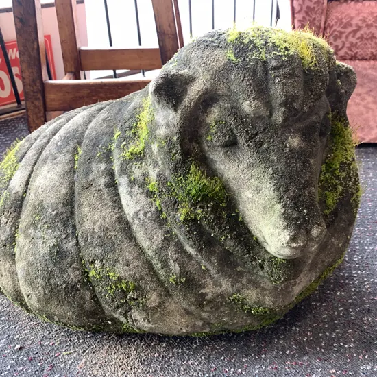 Cast Concrete SHEEP Garden Sculpture, H45 W60 D48cm