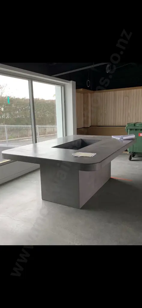 Glass Reinforced Concrete Communal Table - Insitu Glass Reinforced Concrete Made In New Zealand 2019, H95 W270 D180 Image 1++