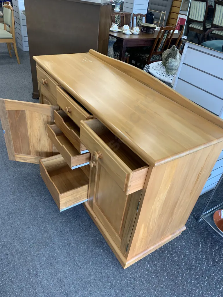 Rimu Sideboard, 3 Drawer, 3 Door (4 Hidden Drawers), 93 x 144cm Image 1++
