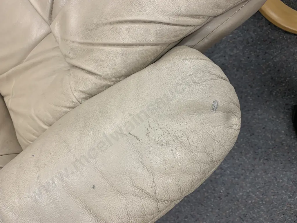 Stressless Chair & Footstool, Mocha Colour (Wear on Right Arm) Image 1++