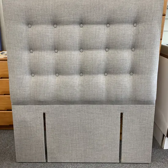 Button Backed Grey Fabric Headboard, 123 x 108cm