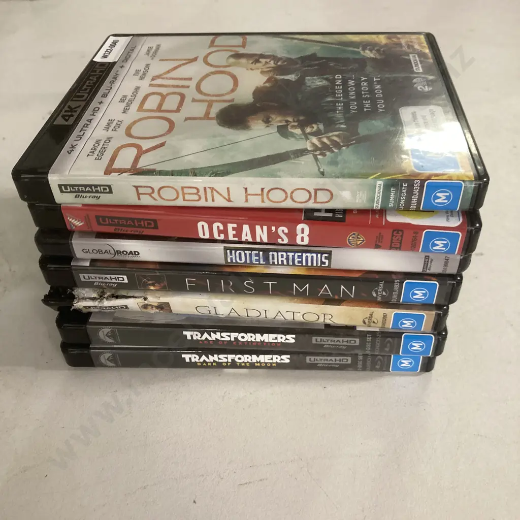 4K UltraHD x 7, Hotel Artemis, Transformers, Oceans8, Robin Hood, Gladiator, First Man Image 1++