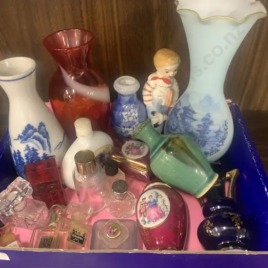 Assortment Of Collectables Including Perfume Bottles, Vases Etc