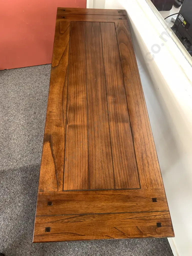 Solid Wood Side Board, Single Drawer, Two Tier, Black Steel Ring Handle, H74 W127 D43cm Image 1++