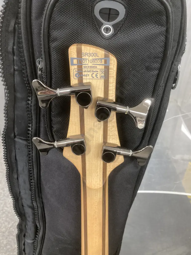 Black Bass Guitar, Soundgear By Ibanez SR300L With Padded Guitar Case Image 1++