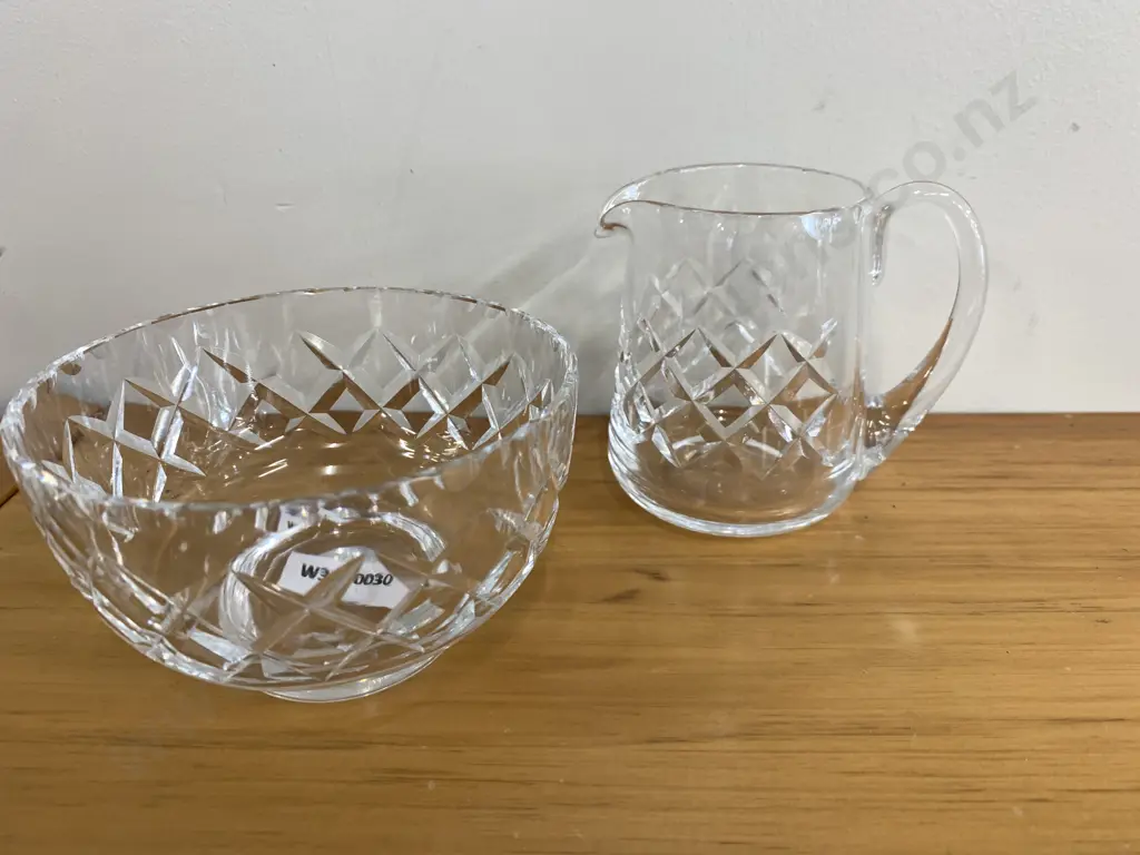 English Richardson Crystal Creamer & Bowl Image 1++