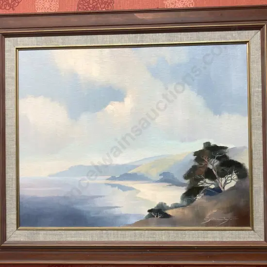 Framed Original Artwork by Cynthia Taylor Titled "Cloudy Skies" Mercury Bay, Coromandel, 67 x 80cm