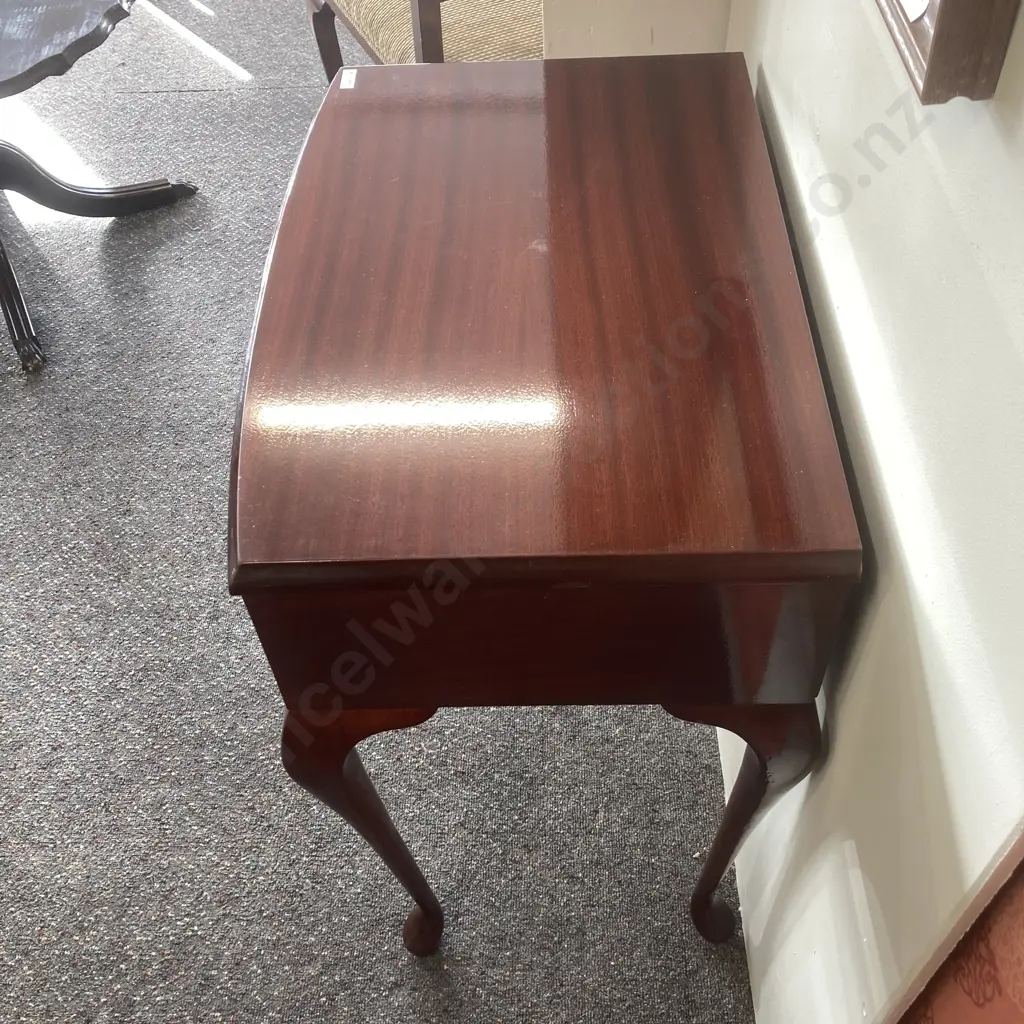 Mahogany Hall Table, Single Drawer, Cabriole Legs, H68 W80 D40cm Image 1++