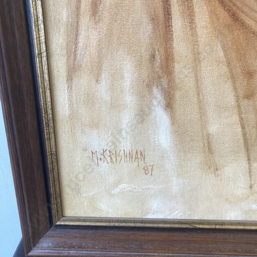 Framed Portrait Of A Lady Signed M.Krishnan 87, 67 x 47cm Image 1++