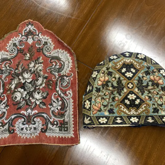 Antique Beaded Tea Cosy And Beaded Material Panel