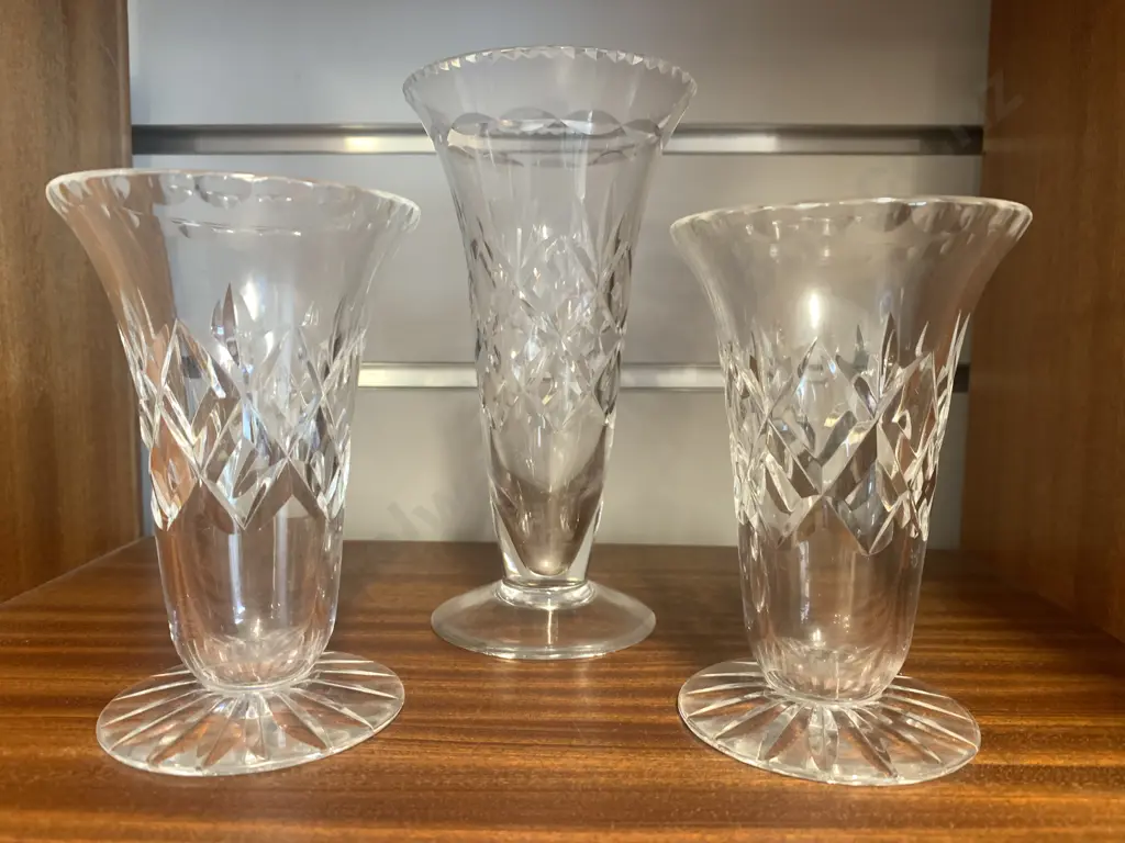 Vintage Crystal Vases x 3 Image 1++