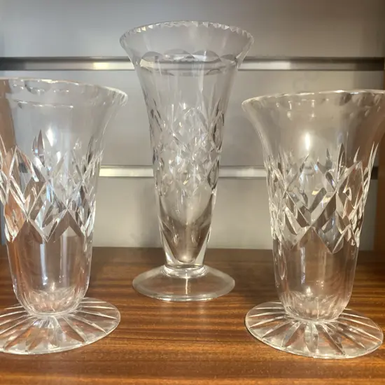 Vintage Crystal Vases x 3