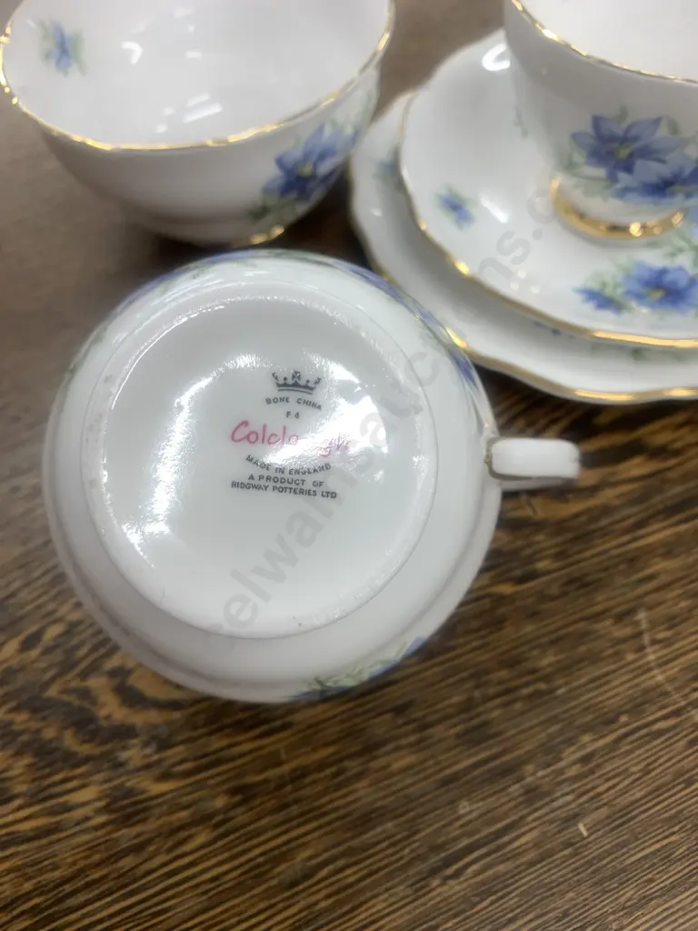 Colclough Tea Ware White / Blue Floral With Gilding 21 Piece Image 1++