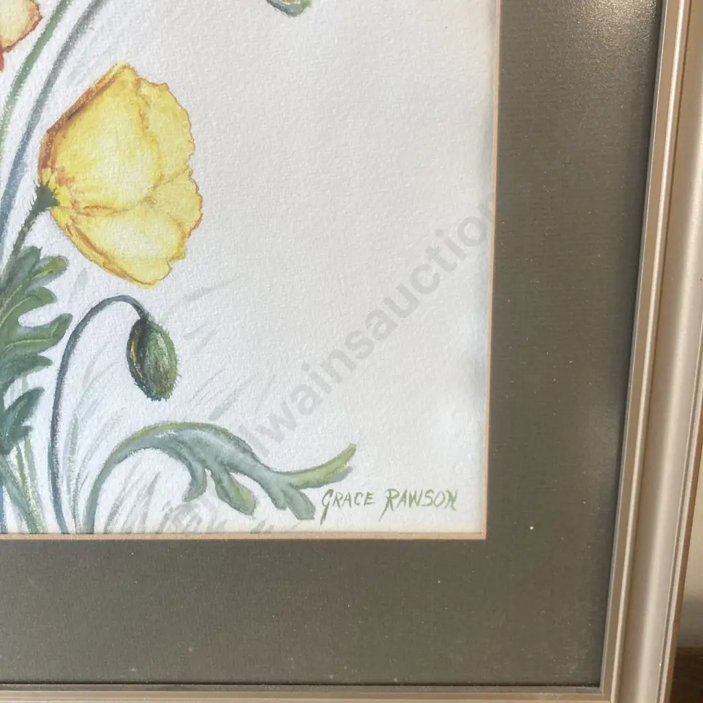 Gilt Framed Artwork by Grace Rawson Titled "Poppies", 49 x 38cm Image 1++