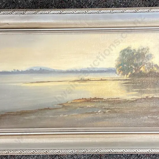 Framed Original Artwork by Beryl Bramley Titled "Early Morning" Tokaanu. Lake Taupo. 33 71cm
