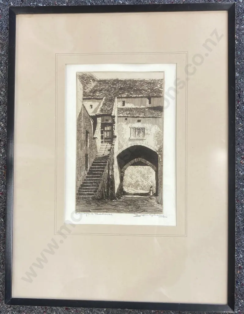 Framed Artwork Signed By Artist of a Village Scene, 43 x 32cm Image 1++