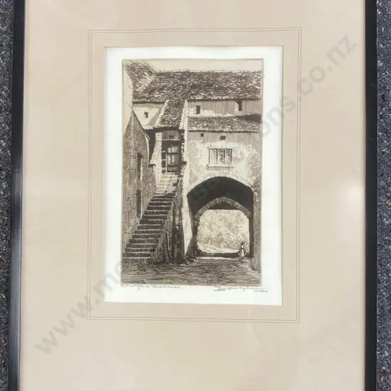 Framed Artwork Signed By Artist of a Village Scene, 43 x 32cm