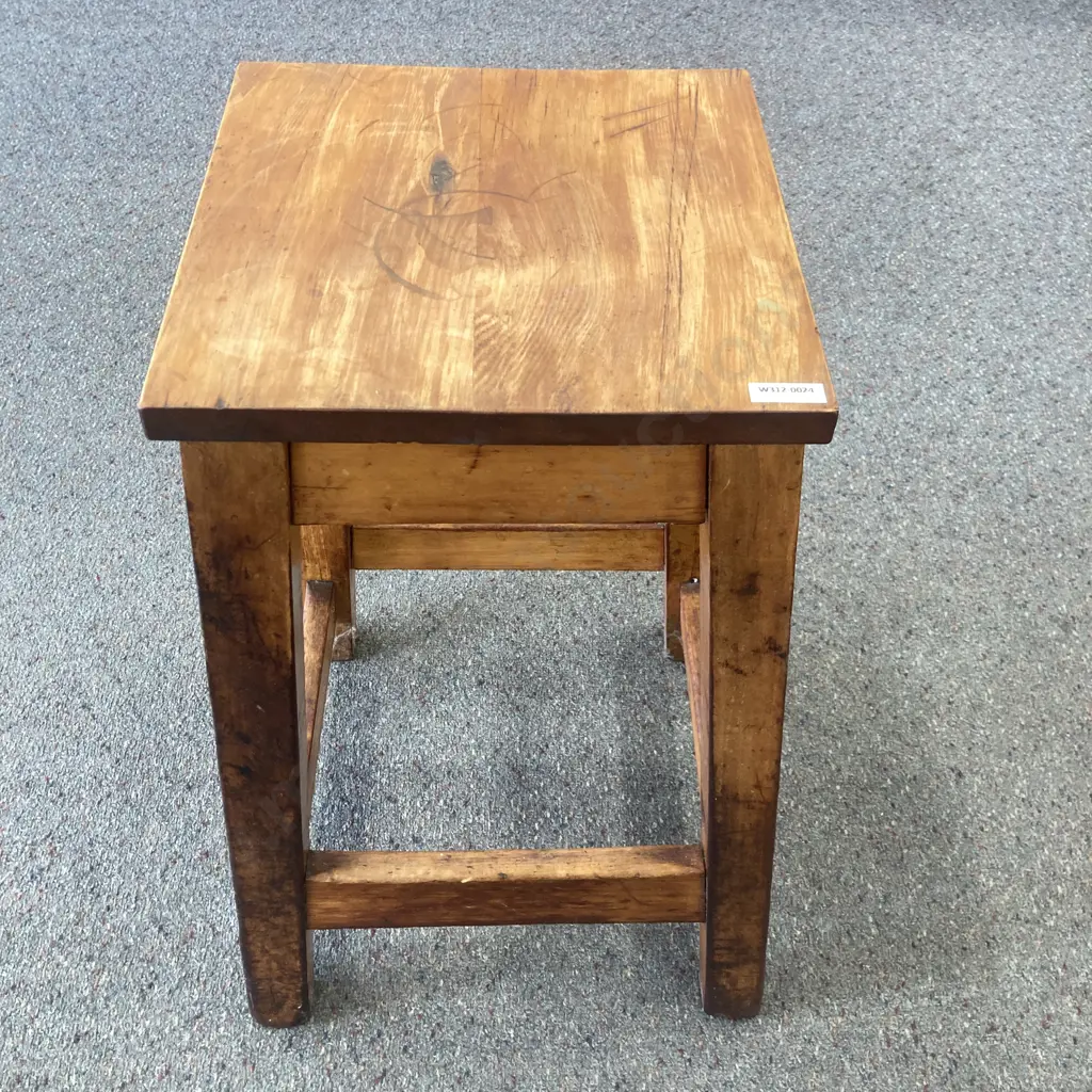 Antique Kauri Stool, H59.5 W29 D29cm Image 1++