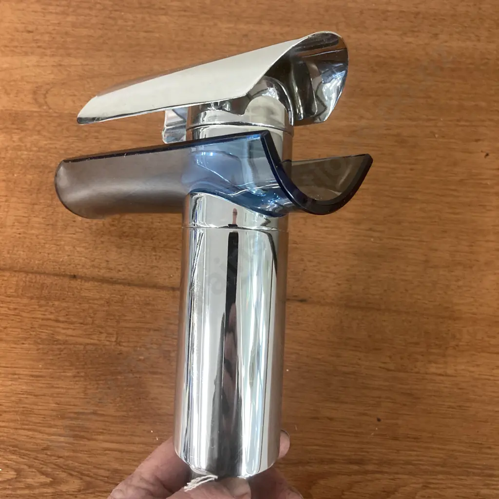 Bathroom Single Handle Waterfall Mixer Tap, Blue Glass? Image 1++