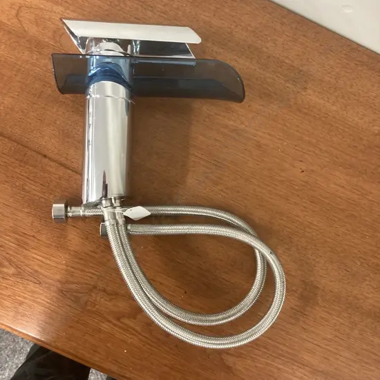 Bathroom Single Handle Waterfall Mixer Tap, Blue Glass?