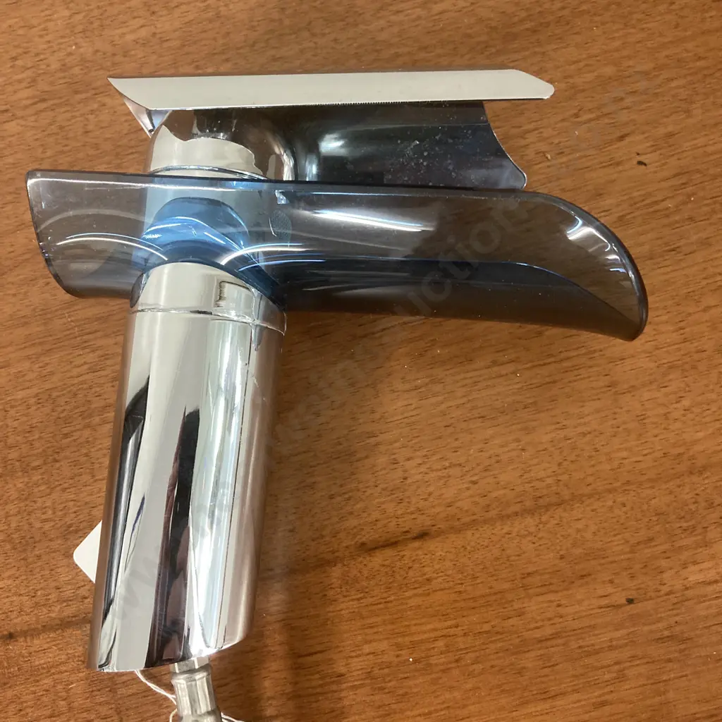 Bathroom Single Handle Waterfall Mixer Tap, Blue Glass? Image 1++
