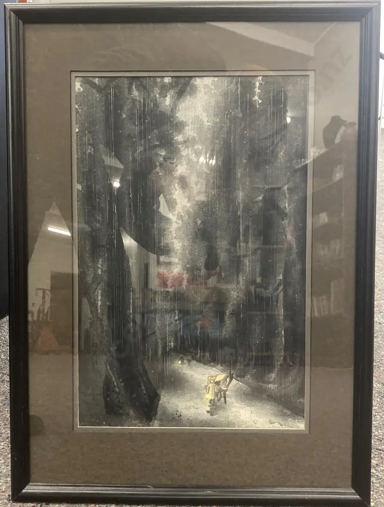 Framed Wood Block Print "Ave. of Cryptomeria. Nikko" Originated by Eichi Kotozuka, 56 x 40cm Image 1++