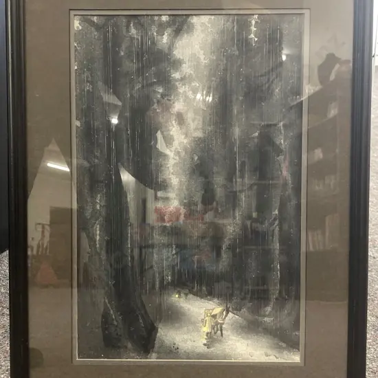 Framed Wood Block Print "Ave. of Cryptomeria. Nikko" Originated by Eichi Kotozuka, 56 x 40cm