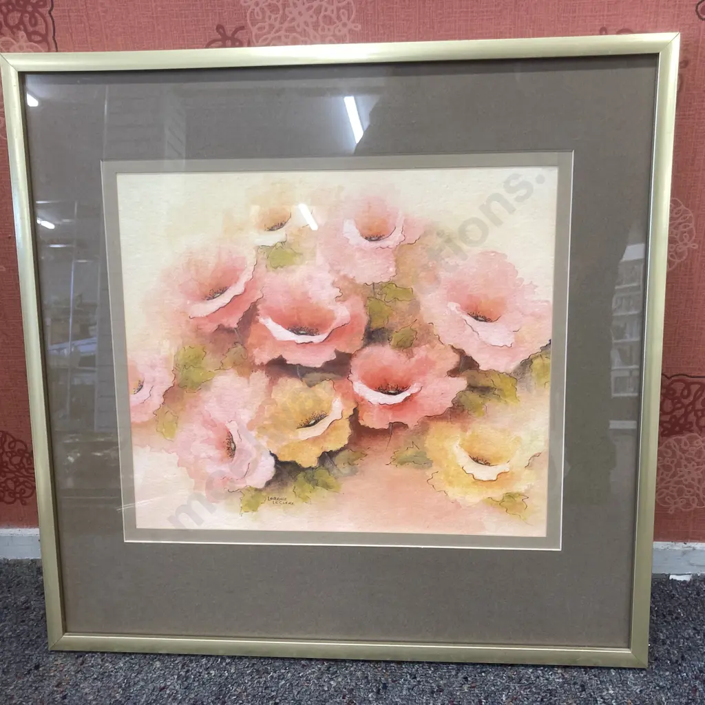Framed Artwork by Aine Le Clerc 'Flowers' 47.5 x 46cm Image 1++