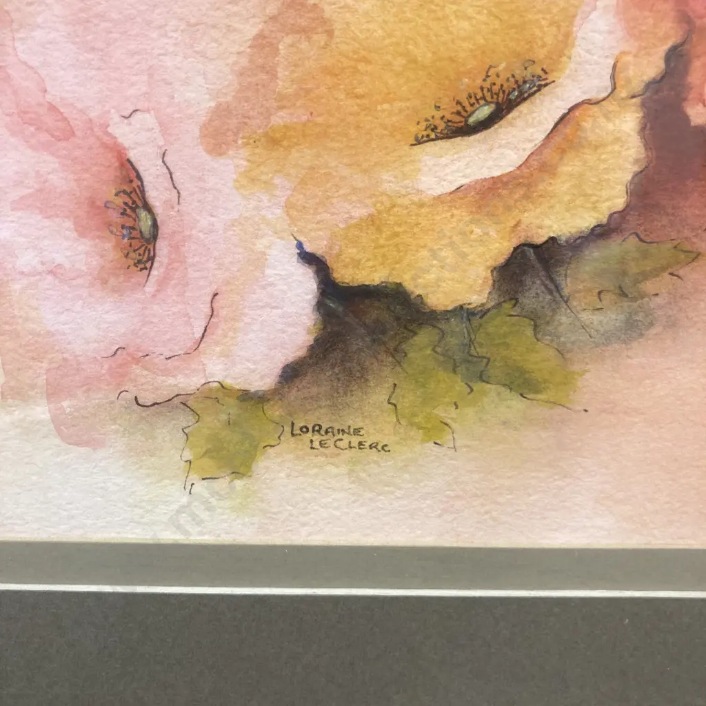 Framed Artwork by Aine Le Clerc 'Flowers' 47.5 x 46cm Image 1++