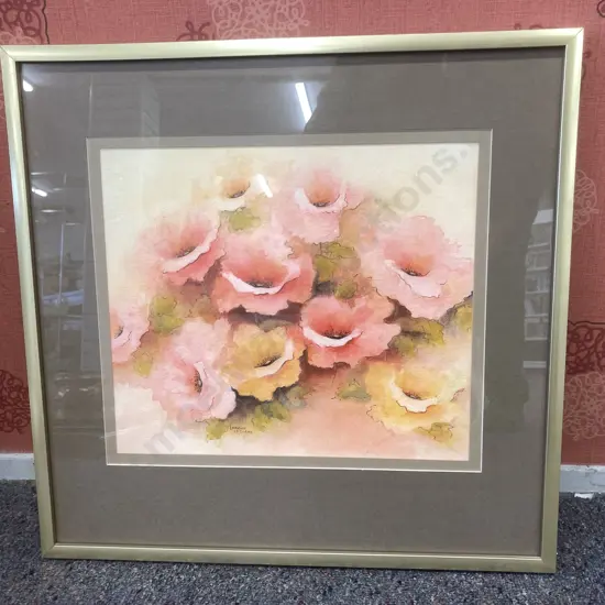 Framed Artwork by Aine Le Clerc 'Flowers' 47.5 x 46cm