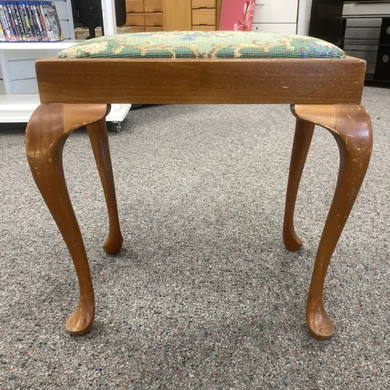 Vintage Needlepoint Footstool, Cabriole Legs, H46 W47 D35cm