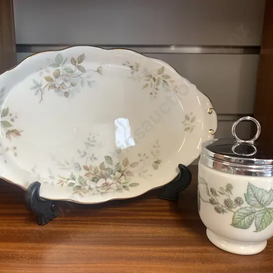Royal Albert 'Haworth' Oval Plate With Royal Worcester Porcelain Egg Coddler