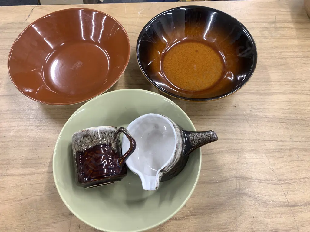 Assortment of Serving Bowls, Creamer, Gravy Boat Including Crown Lynn, Devaz, Etc Image 1++