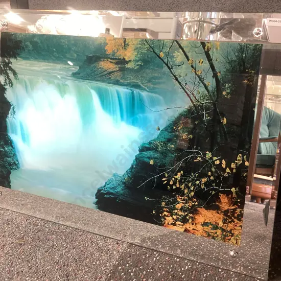 Vintage Light Up Waterfall Mirror Artwork With Adjustable Sound, 45 x 65cm