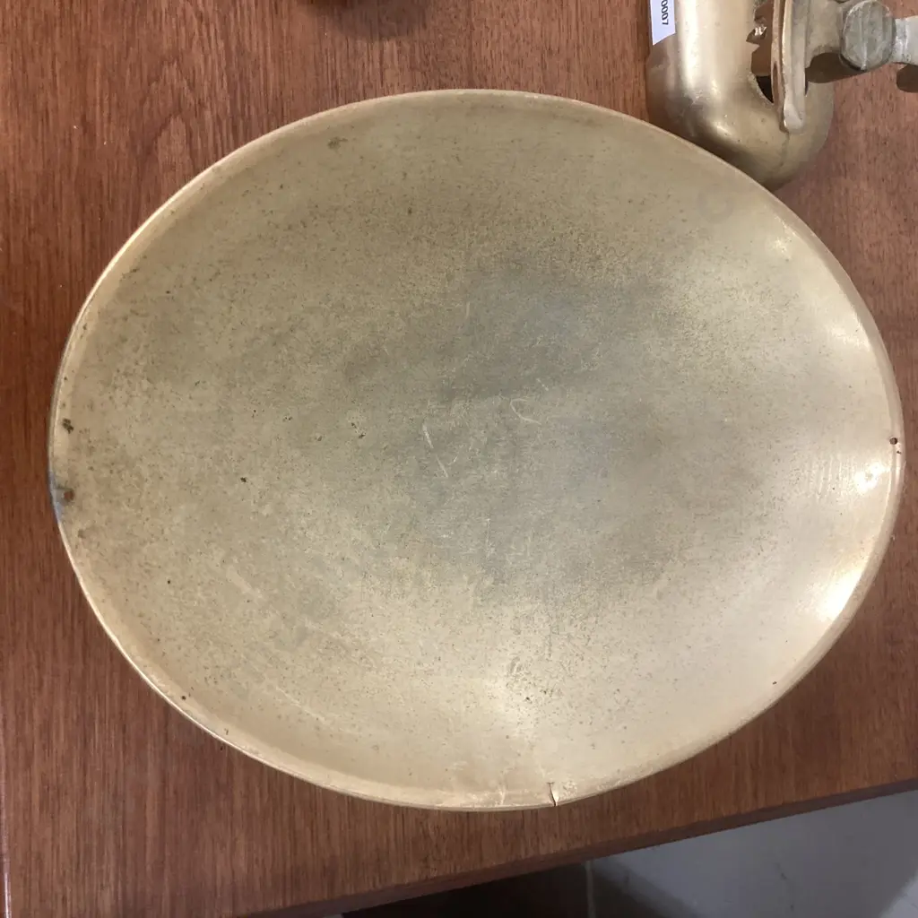 Vintage 'Domestic Use Only' Balance Scales With 5 Weights (2oz to 2lb), Old Gold Colour Image 1++