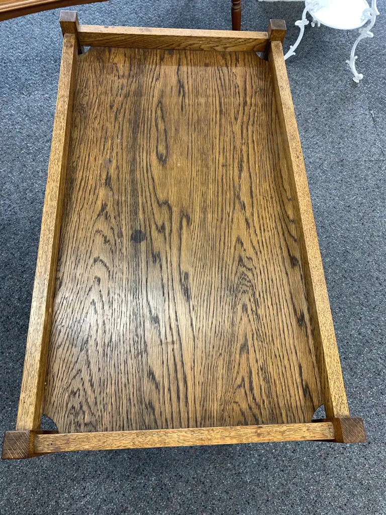 Vintage Oak 2 Tier Tea Trolley, Mobile, H78 W78 D44cm Image 1++