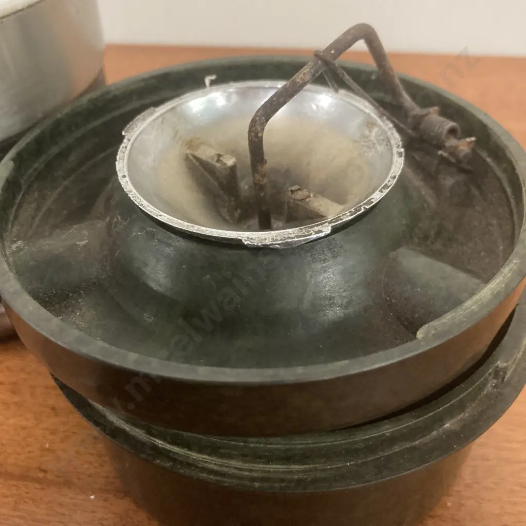 Ronson Rondelight Grey Ball Table Lighter, Lidded Tobacco Jar, Bakelite Ashtray With Spring Back Top Image 1++
