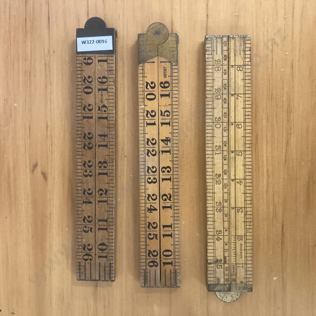 Vintage Rabone Boxwood & Brass 36" Folding Rulers x 3, No 1167, No 1167 & No 1201 Image 1++