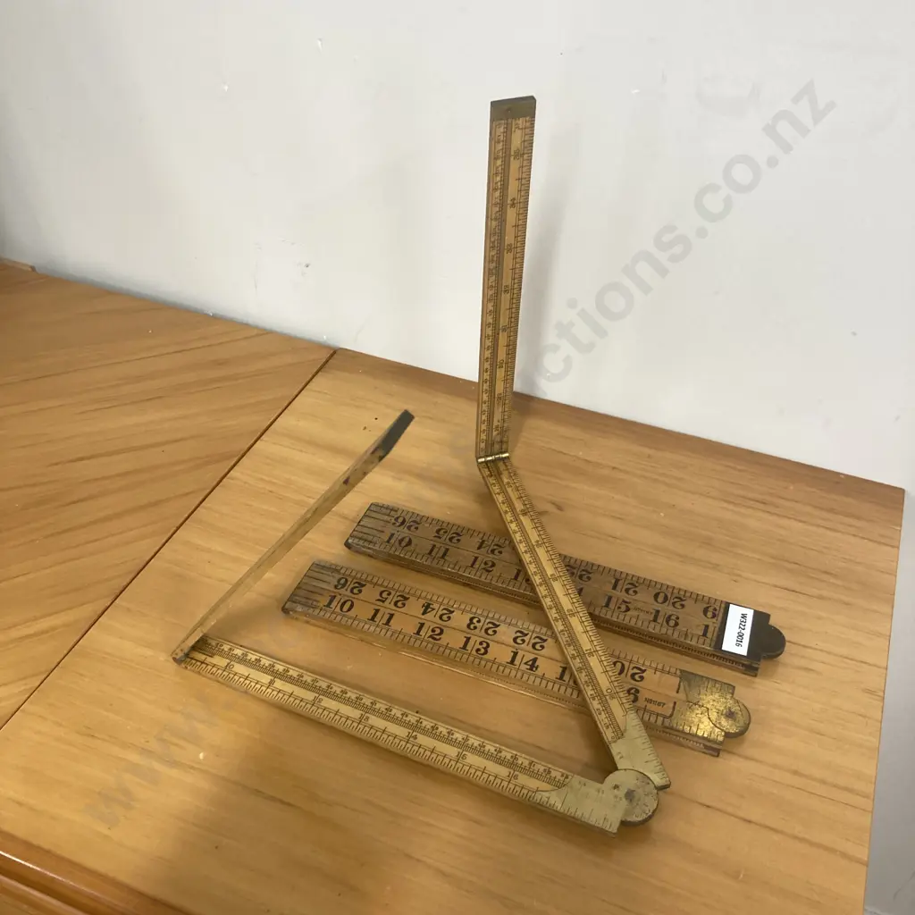 Vintage Rabone Boxwood & Brass 36" Folding Rulers x 3, No 1167, No 1167 & No 1201 Image 1++