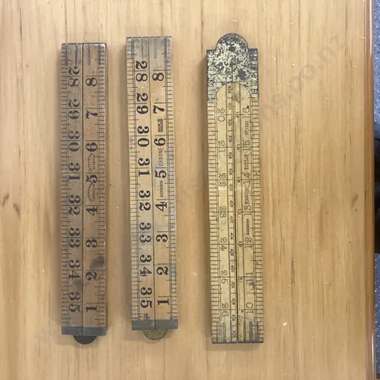 Vintage Rabone Boxwood & Brass 36" Folding Rulers x 3, No 1167, No 1167 & No 1201