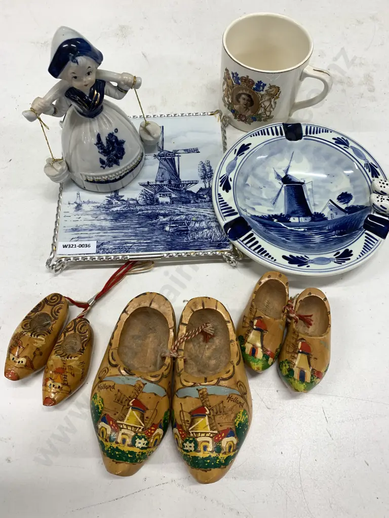 Assortment of Dutch Items Including Clogs, Bell, Ashtray Etc With English Mug (af to figurine ) Image 1++