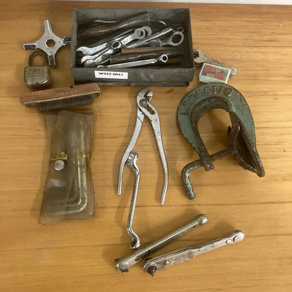 Vintage Leggets Vulcanizer, Yankee & General Wrenches, Small Spanners, Multi Grips, Romac Brush Etc Image 1++
