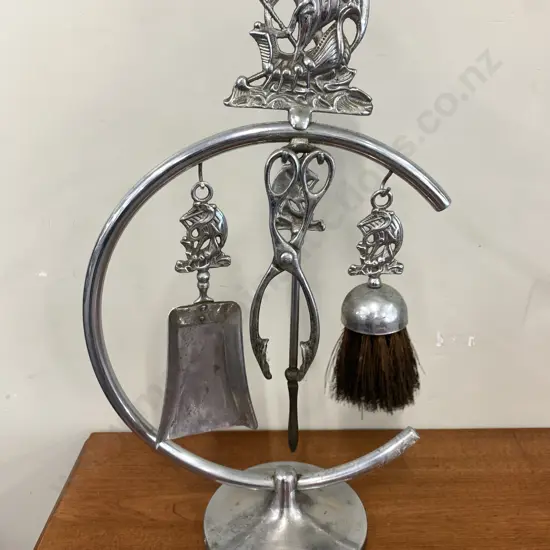 Vintage 4 Pce Fire Side Companion With A 'Galleon' Nautical Theme