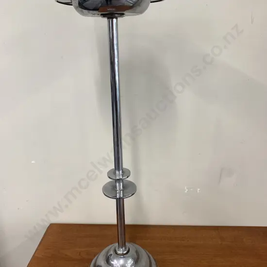Art Deco Floor Standing Ashtray With Match Holder, Blue Glass Ashtray, H70cm